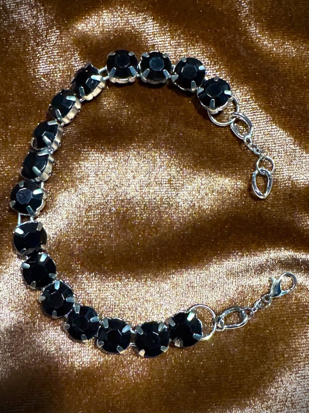 Tennis Chain Bracelet Black 10 Mm Rhinestones Extremely Gorgeous
